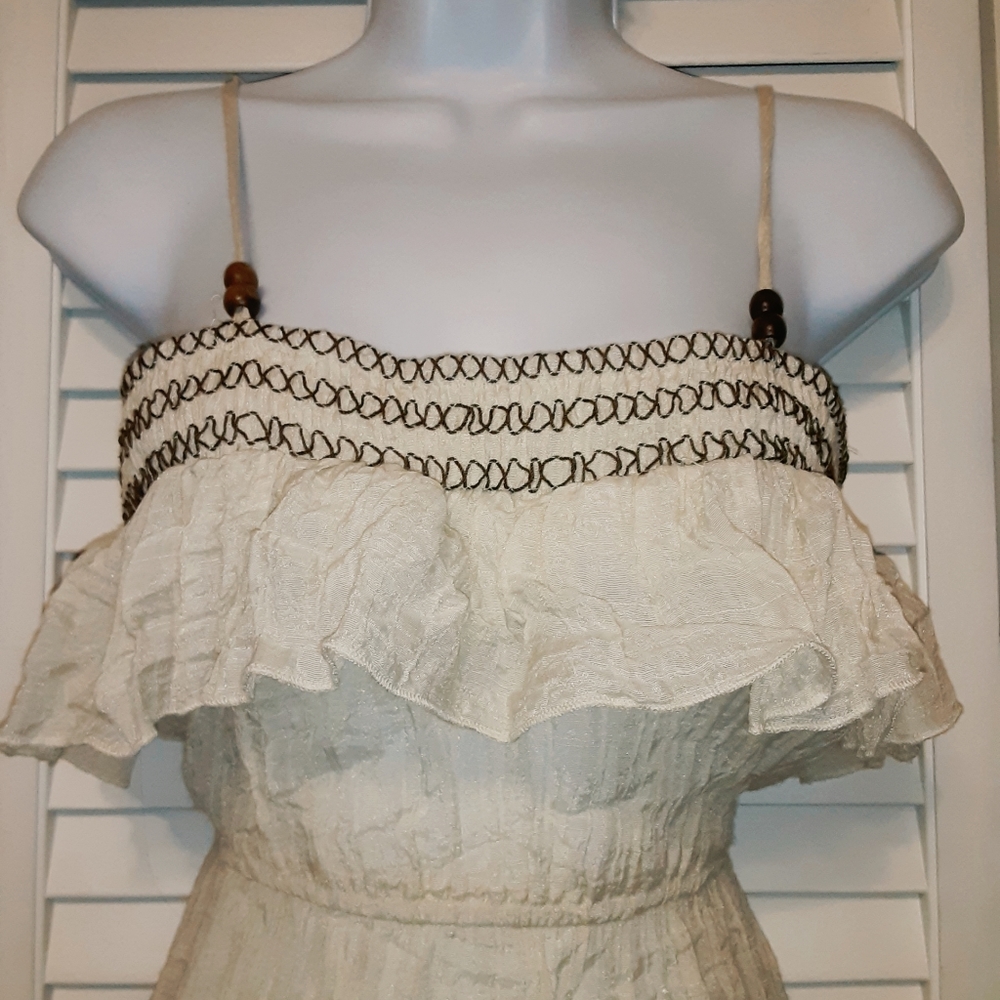 Blue Bird Boho Ruffly Spaghetti Strap Dress - Picture 3 of 10